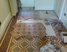 Victorian Mosaic Tiled Floor restored resealed and re polished.