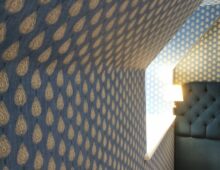 Wallpaper backed fabric hanging