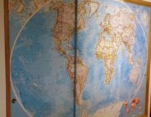 World map wallpaper mural sliding kitchen doors